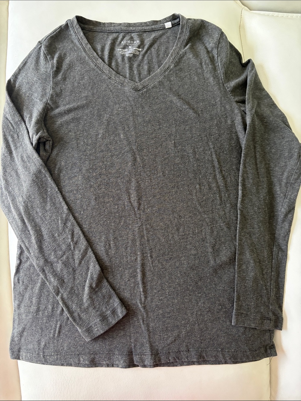 Sonoma Women’s Charcoal Gray V-Neck Long Sleeve Tee
